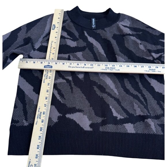 Athleta Women Small Jacquard Wool Blend Black & Brown Camo Crewneck Sweater - Picture 7 of 8